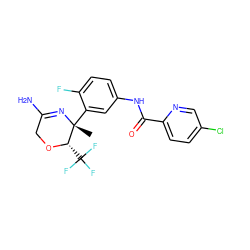 C[C@]1(c2cc(NC(=O)c3ccc(Cl)cn3)ccc2F)N=C(N)CO[C@H]1C(F)(F)F ZINC000169335906