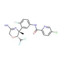 C[C@]1(c2cc(NC(=O)c3ccc(Cl)cn3)ccc2F)N=C(N)CO[C@H]1C(F)F ZINC000169335904