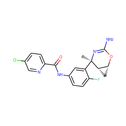 C[C@]1(c2cc(NC(=O)c3ccc(Cl)cn3)ccc2F)N=C(N)O[C@@H]2C[C@@H]21 ZINC000226072796