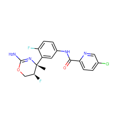 C[C@]1(c2cc(NC(=O)c3ccc(Cl)cn3)ccc2F)N=C(N)OC[C@@H]1F ZINC000169702938