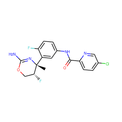 C[C@]1(c2cc(NC(=O)c3ccc(Cl)cn3)ccc2F)N=C(N)OC[C@H]1F ZINC000169702969