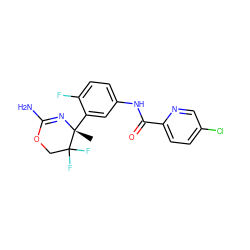 C[C@]1(c2cc(NC(=O)c3ccc(Cl)cn3)ccc2F)N=C(N)OCC1(F)F ZINC000095605635