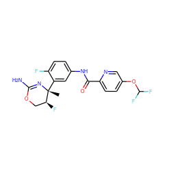 C[C@]1(c2cc(NC(=O)c3ccc(OC(F)F)cn3)ccc2F)N=C(N)OC[C@@H]1F ZINC000169702942