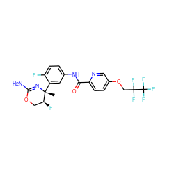 C[C@]1(c2cc(NC(=O)c3ccc(OCC(F)(F)C(F)(F)F)cn3)ccc2F)N=C(N)OC[C@@H]1F ZINC000169702961