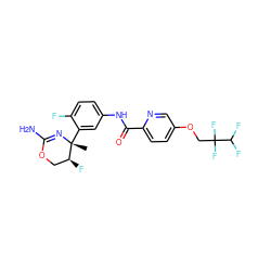 C[C@]1(c2cc(NC(=O)c3ccc(OCC(F)(F)C(F)F)cn3)ccc2F)N=C(N)OC[C@@H]1F ZINC000169702960