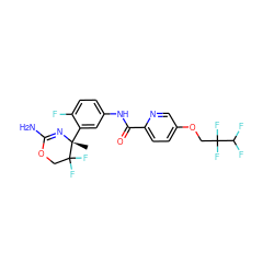 C[C@]1(c2cc(NC(=O)c3ccc(OCC(F)(F)C(F)F)cn3)ccc2F)N=C(N)OCC1(F)F ZINC000095604801