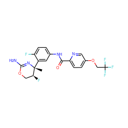 C[C@]1(c2cc(NC(=O)c3ccc(OCC(F)(F)F)cn3)ccc2F)N=C(N)OC[C@@H]1F ZINC000169702953