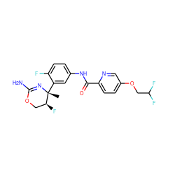 C[C@]1(c2cc(NC(=O)c3ccc(OCC(F)F)cn3)ccc2F)N=C(N)OC[C@@H]1F ZINC000169702957