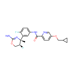 C[C@]1(c2cc(NC(=O)c3ccc(OCC4CC4)cn3)ccc2F)N=C(N)OC[C@@H]1F ZINC000169702959