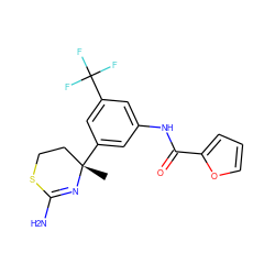 C[C@]1(c2cc(NC(=O)c3ccco3)cc(C(F)(F)F)c2)CCSC(N)=N1 ZINC000096174281