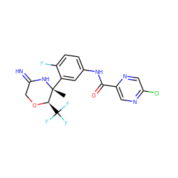 C[C@]1(c2cc(NC(=O)c3cnc(Cl)cn3)ccc2F)NC(=N)CO[C@@H]1C(F)(F)F ZINC000473151807