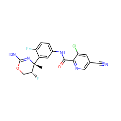 C[C@]1(c2cc(NC(=O)c3ncc(C#N)cc3Cl)ccc2F)N=C(N)OC[C@H]1F ZINC000169702970