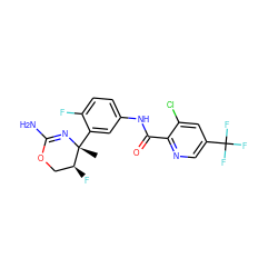 C[C@]1(c2cc(NC(=O)c3ncc(C(F)(F)F)cc3Cl)ccc2F)N=C(N)OC[C@@H]1F ZINC000169702945