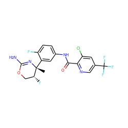 C[C@]1(c2cc(NC(=O)c3ncc(C(F)(F)F)cc3Cl)ccc2F)N=C(N)OC[C@H]1F ZINC000169702971