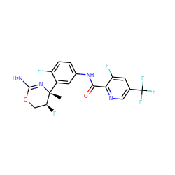 C[C@]1(c2cc(NC(=O)c3ncc(C(F)(F)F)cc3F)ccc2F)N=C(N)OC[C@@H]1F ZINC000169702948