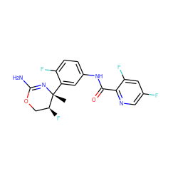 C[C@]1(c2cc(NC(=O)c3ncc(F)cc3F)ccc2F)N=C(N)OC[C@@H]1F ZINC000169702940