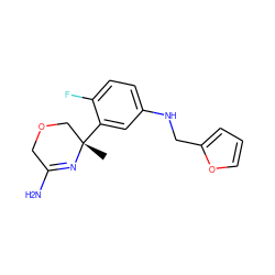 C[C@]1(c2cc(NCc3ccco3)ccc2F)COCC(N)=N1 ZINC000145345055