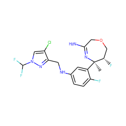 C[C@]1(c2cc(NCc3nn(C(F)F)cc3Cl)ccc2F)N=C(N)COC[C@@H]1F ZINC000169702876