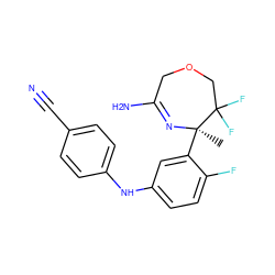 C[C@]1(c2cc(Nc3ccc(C#N)cc3)ccc2F)N=C(N)COCC1(F)F ZINC000169702886