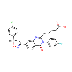 C[C@]1(c2ccc(Cl)cc2)CC(c2ccc3c(=O)n(-c4ccc(F)cc4)c(CCCCC(=O)O)nc3c2)=NO1 ZINC000103240792