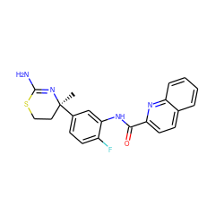 C[C@]1(c2ccc(F)c(NC(=O)c3ccc4ccccc4n3)c2)CCSC(N)=N1 ZINC000096174339