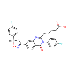 C[C@]1(c2ccc(F)cc2)CC(c2ccc3c(=O)n(-c4ccc(F)cc4)c(CCCCC(=O)O)nc3c2)=NO1 ZINC000103240788