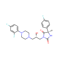 C[C@]1(c2ccc(F)cc2)NC(=O)N(C[C@@H](O)CN2CCN(c3ccc(F)cc3F)CC2)C1=O ZINC000653716339