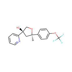 C[C@]1(c2ccc(OC(F)(F)F)cc2)C[C@](O)(c2ccccn2)CO1 ZINC000653823880