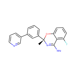 C[C@]1(c2cccc(-c3cccnc3)c2)N=C(N)c2c(F)cccc2O1 ZINC000096906009