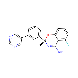 C[C@]1(c2cccc(-c3cncnc3)c2)N=C(N)c2c(F)cccc2O1 ZINC000096906007