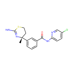 C[C@]1(c2cccc(C(=O)Nc3ccc(Cl)cn3)c2)CCSC(N)=N1 ZINC000096174289