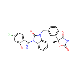 C[C@]1(c2cccc(Cn3c(=O)n(-c4noc5cc(Cl)ccc45)c4ccccc43)c2)OC(=O)NC1=O ZINC000038270244