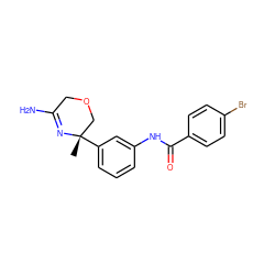 C[C@]1(c2cccc(NC(=O)c3ccc(Br)cc3)c2)COCC(N)=N1 ZINC000113656629