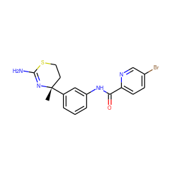 C[C@]1(c2cccc(NC(=O)c3ccc(Br)cn3)c2)CCSC(N)=N1 ZINC000141493162