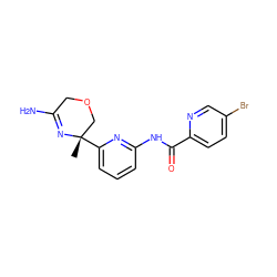 C[C@]1(c2cccc(NC(=O)c3ccc(Br)cn3)n2)COCC(N)=N1 ZINC000167500529