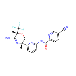 C[C@]1(c2cccc(NC(=O)c3ccc(C#N)cn3)n2)CO[C@@](C)(C(F)(F)F)C(N)=N1 ZINC000167569121