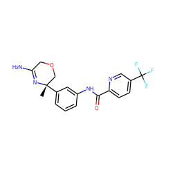 C[C@]1(c2cccc(NC(=O)c3ccc(C(F)(F)F)cn3)c2)COCC(N)=N1 ZINC000113660658