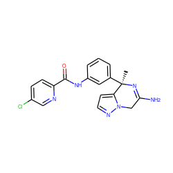 C[C@]1(c2cccc(NC(=O)c3ccc(Cl)cn3)c2)N=C(N)Cn2nccc21 ZINC000169335914