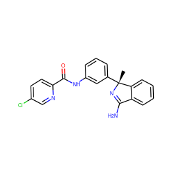 C[C@]1(c2cccc(NC(=O)c3ccc(Cl)cn3)c2)N=C(N)c2ccccc21 ZINC000096929112