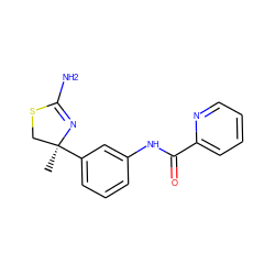 C[C@]1(c2cccc(NC(=O)c3ccccn3)c2)CSC(N)=N1 ZINC000096929108