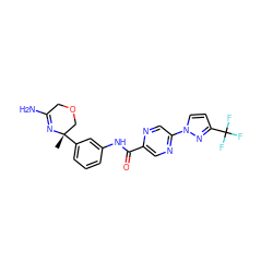 C[C@]1(c2cccc(NC(=O)c3cnc(-n4ccc(C(F)(F)F)n4)cn3)c2)COCC(N)=N1 ZINC000113658798