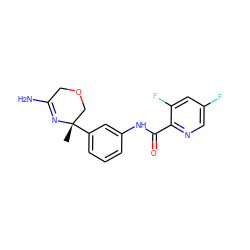 C[C@]1(c2cccc(NC(=O)c3ncc(F)cc3F)c2)COCC(N)=N1 ZINC000115391303