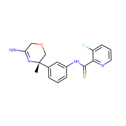 C[C@]1(c2cccc(NC(=O)c3ncccc3F)c2)COCC(N)=N1 ZINC000113655139