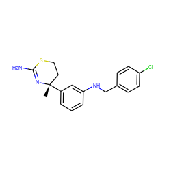 C[C@]1(c2cccc(NCc3ccc(Cl)cc3)c2)CCSC(N)=N1 ZINC000096174333