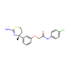 C[C@]1(c2cccc(OCC(=O)Nc3ccc(Cl)cc3)c2)CCSC(N)=N1 ZINC000096174291