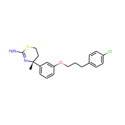 C[C@]1(c2cccc(OCCCc3ccc(Cl)cc3)c2)CCSC(N)=N1 ZINC000096174381