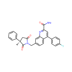 C[C@]1(c2ccccc2)CC(=O)N(Cc2ccc3c(-c4ccc(F)cc4)cc(C(N)=O)nc3c2)C1=O ZINC000205665053