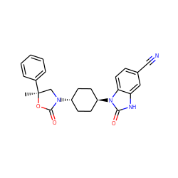 C[C@]1(c2ccccc2)CN([C@H]2CC[C@H](n3c(=O)[nH]c4cc(C#N)ccc43)CC2)C(=O)O1 ZINC001772649444