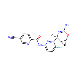 C[C@]1(c2nc(NC(=O)c3ccc(C#N)cn3)ccc2F)N=C(N)O[C@@H]2C[C@@H]21 ZINC000226090007