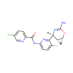 C[C@]1(c2nc(NC(=O)c3ccc(Cl)cn3)ccc2F)N=C(N)O[C@@H]2C[C@@H]21 ZINC000226074809